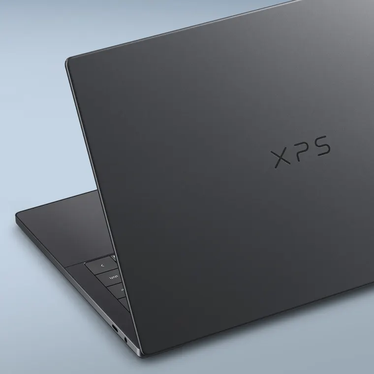 The machined aluminum lid of an XPS 14 with the XPS mark